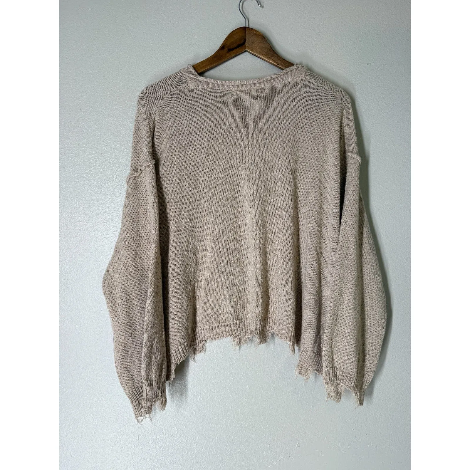 Peach Love California Womens Raw Hem Sweater Sz S Oversized Boho Popcorn Knit - Image 4