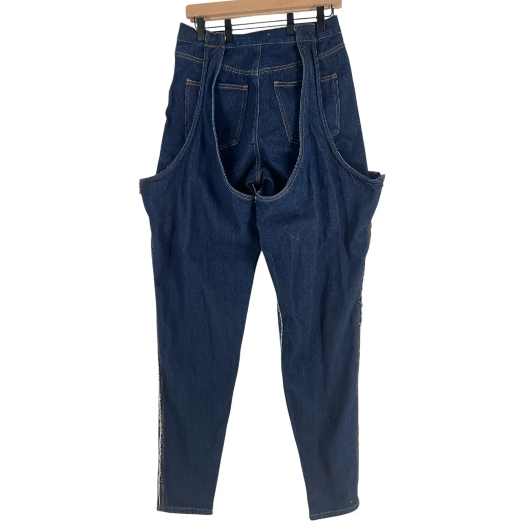 Minaa Monroe Thigh High Double Denim‎ Dark Wash Chaps Zippers High Rise Western Blue Size L - Image 3