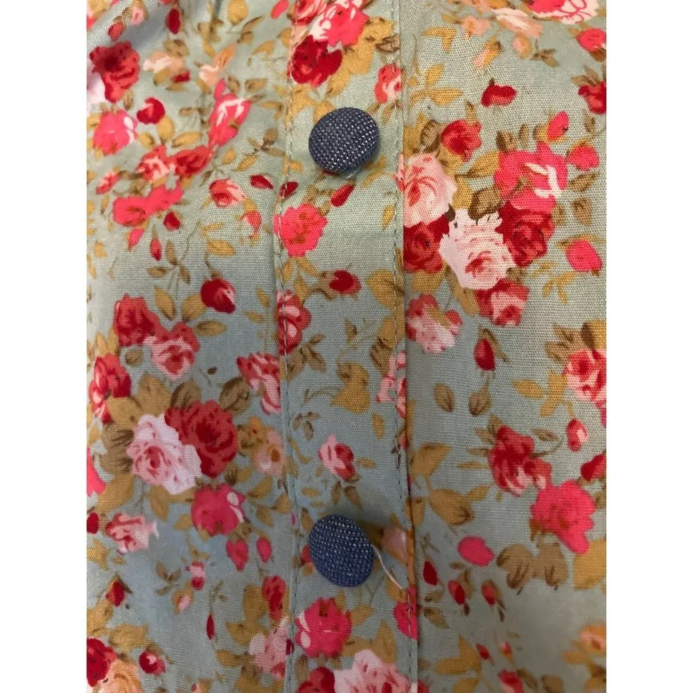 Zenobia Women’s Floral Smock Top Spaghetti Straps Multi Green Cottagecore NWT - Image 8