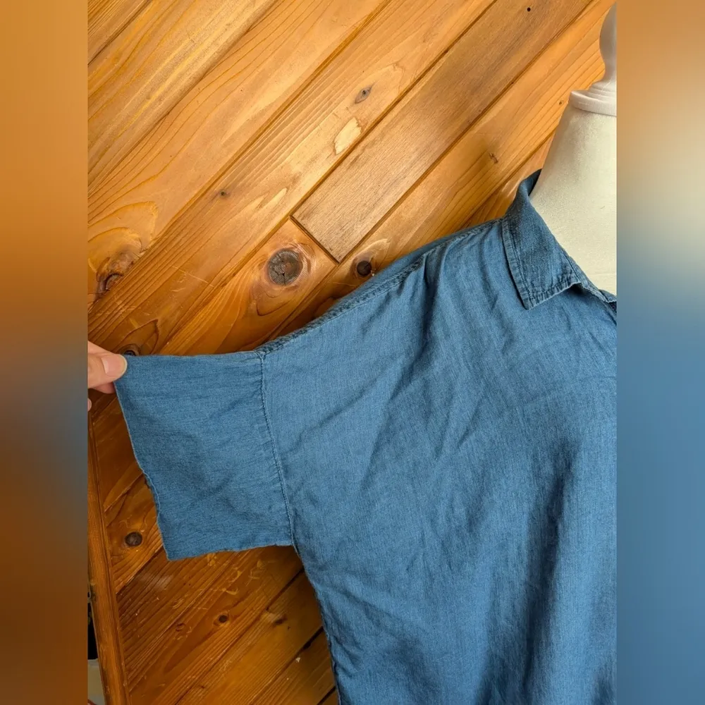 Madewell Denim Blue Cotton Button Down Top Size Large - Image 4