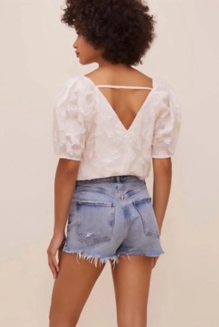 The Label - Colby Puff Sleeve Bodysuit in Cream - Image 3