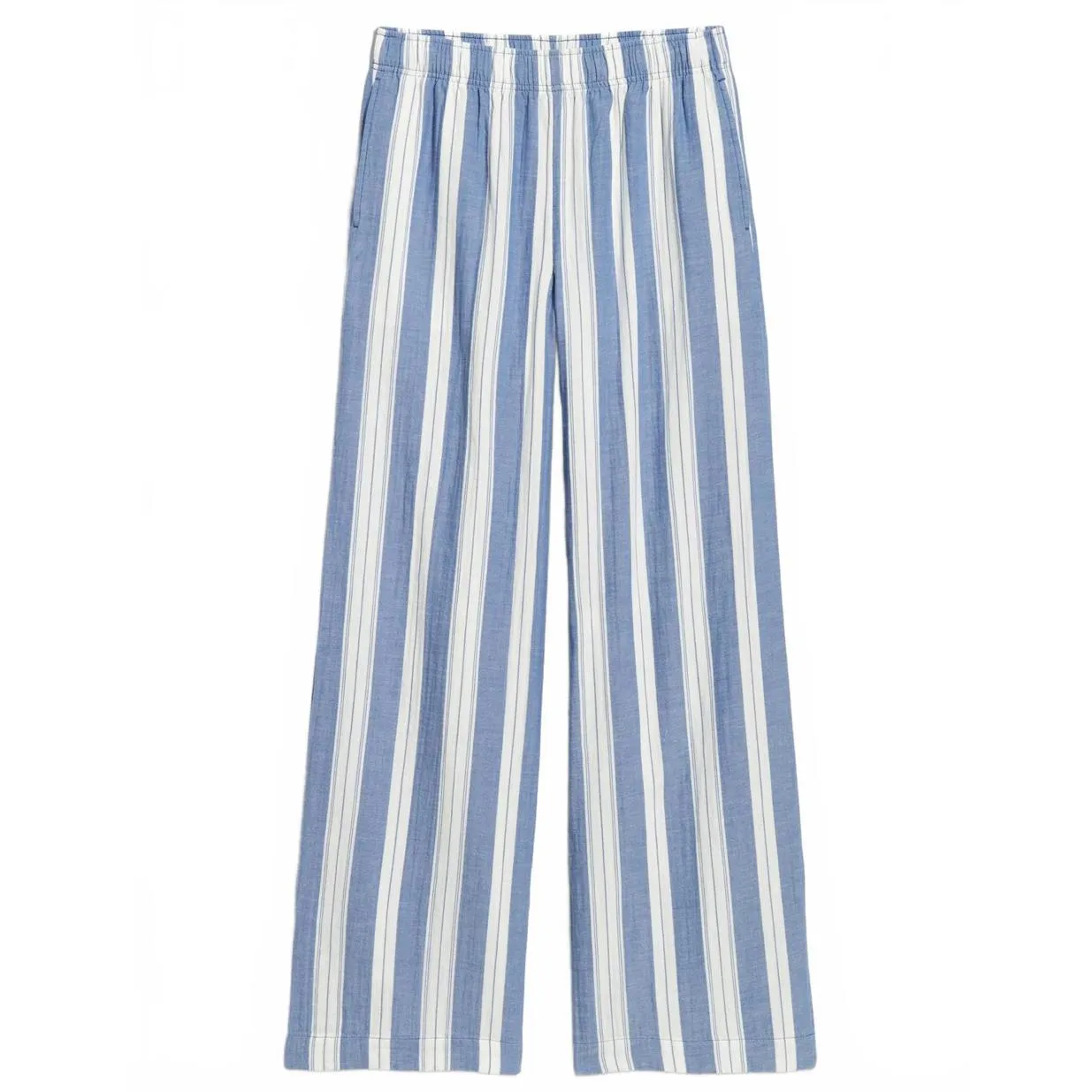 High-Waisted Crinkle Gauze Super Wide-Leg Pants Old Navy Blue Stripe NWT XXLT - Image 3