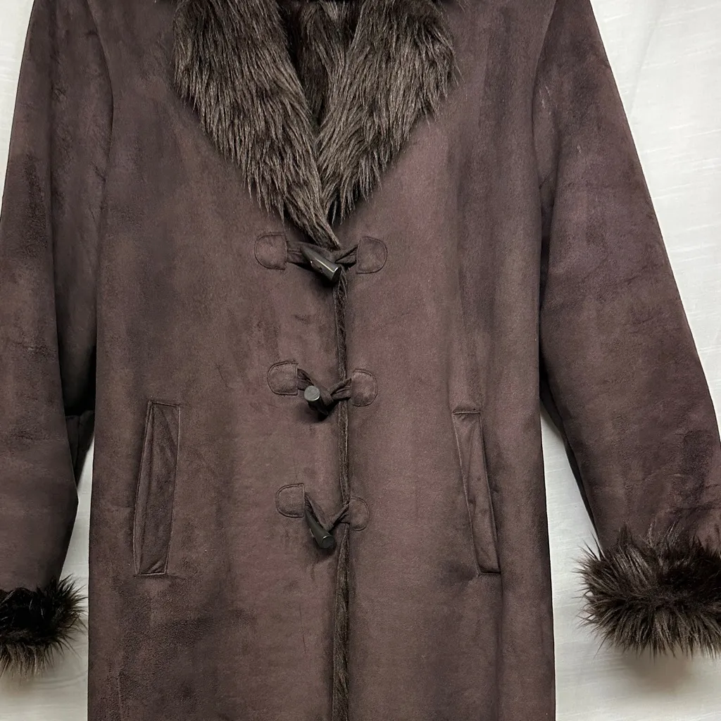 Style & Co. Chocolate Faux Fur Trim Bohemian Teddy Jacket - Image 5