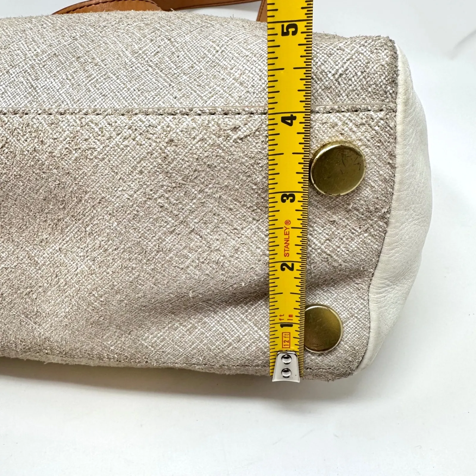 Fossil Sydney Color Block Tote Ivory‎ & Tan - Image 11
