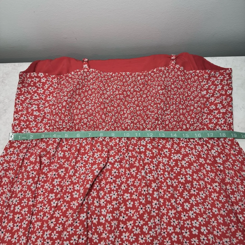 Women's Old Navy Cami Dress Size XXL Red Ditsy Daisy Floral - Image 7
