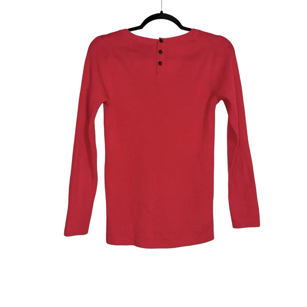 Banana Republic Merino Wool Fuchsia V-Neck Long Sleeve Sweater PETITE MEDIUM - Image 2