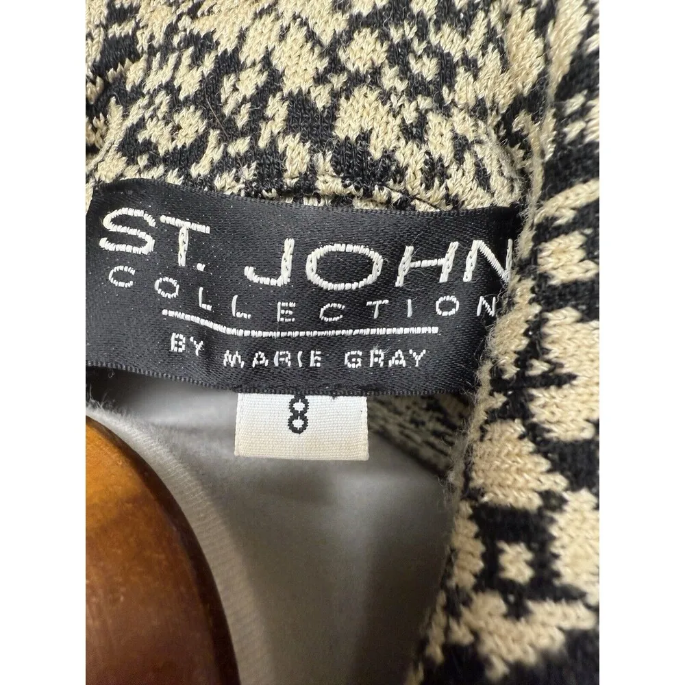 St. John Collection by Marie Gray Knit Jacket Blazer Size 8 Cream Black Vtg - Image 5