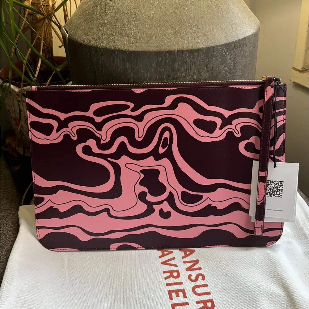 Authentic MANSUR GAVRIEL Large leather zip top wristlet/pouch Purple - Image 9