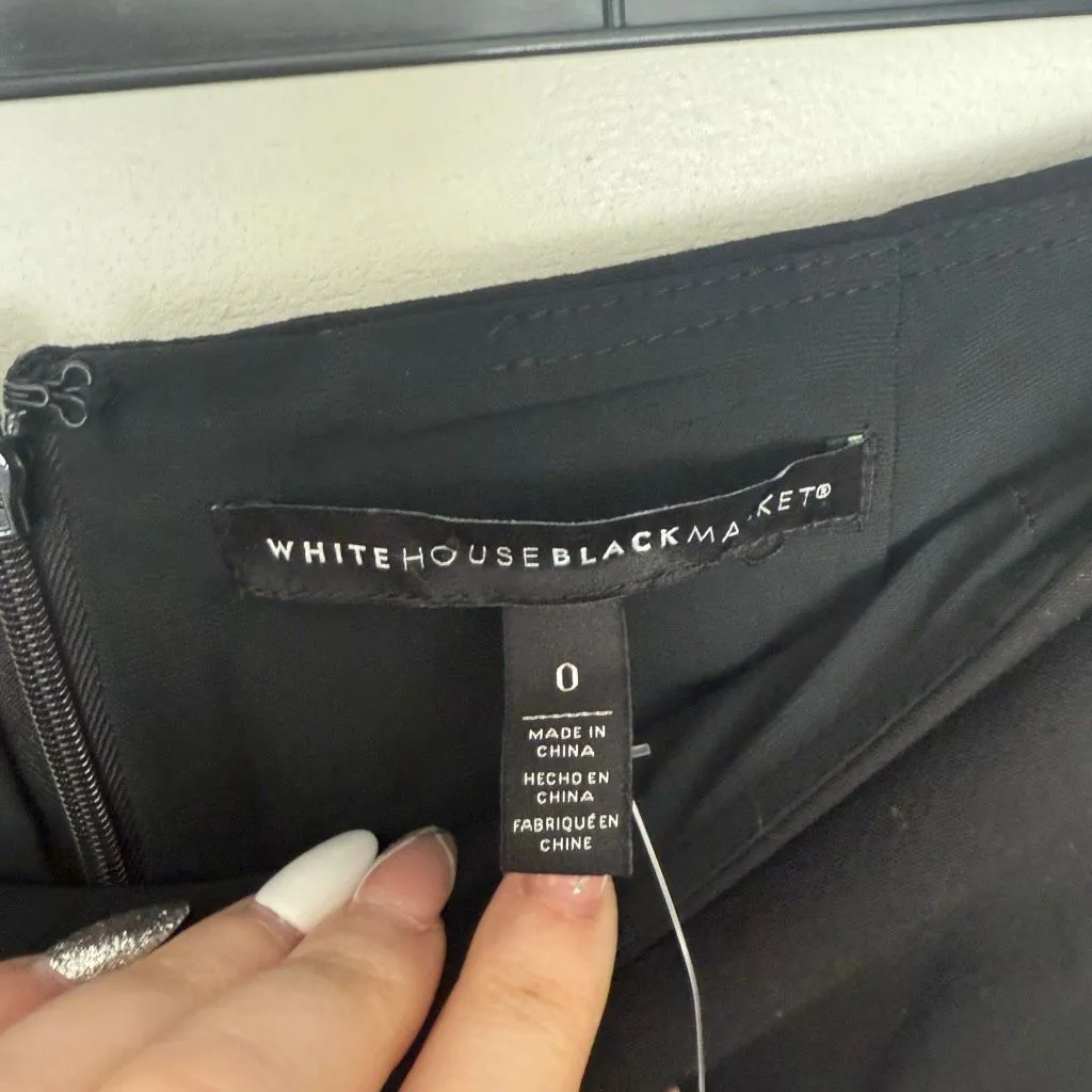 White House Black Market Women’s 0 Black Flounce Pencil Skirt New - Image 3