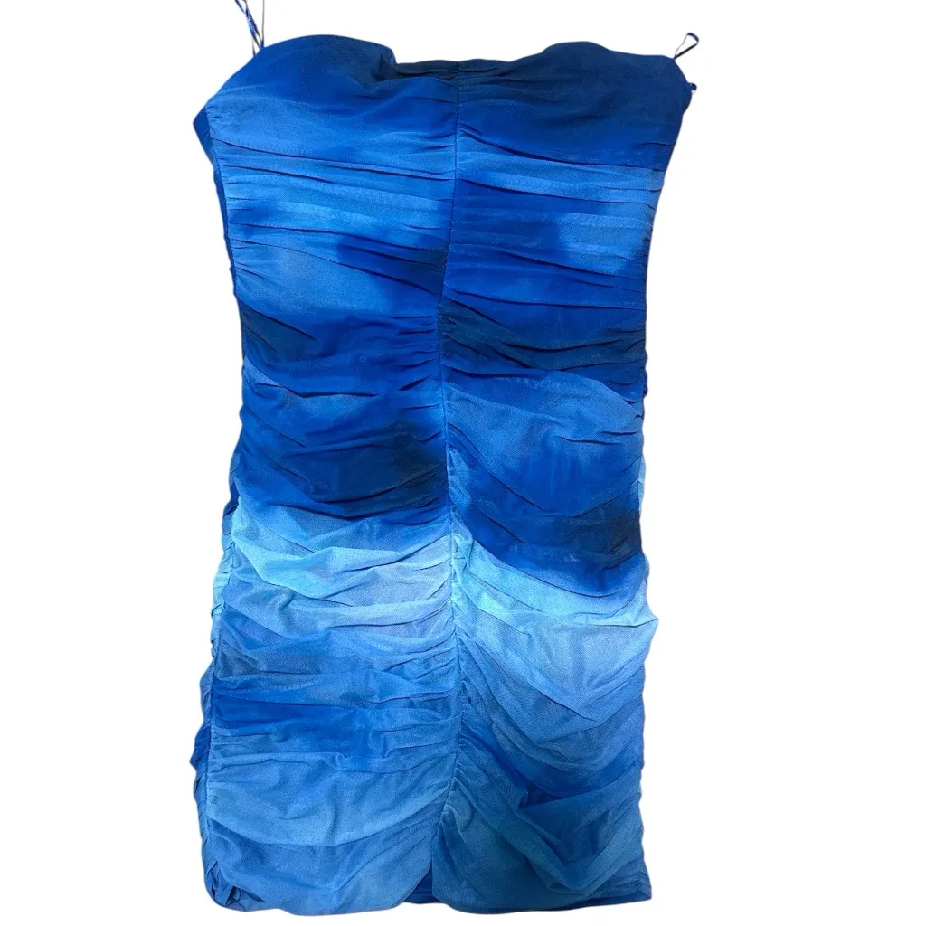 ZARA NWT Ruched Ombre Bodycon Dress Blue Size M Party/Cocktail - Image 3