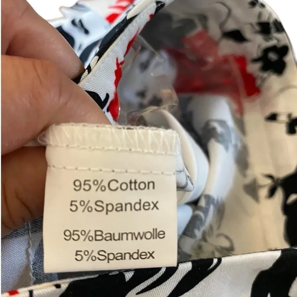 New Grace Karin cotton white red black floral peplum pencil skirt pin up Holiday - Image 10