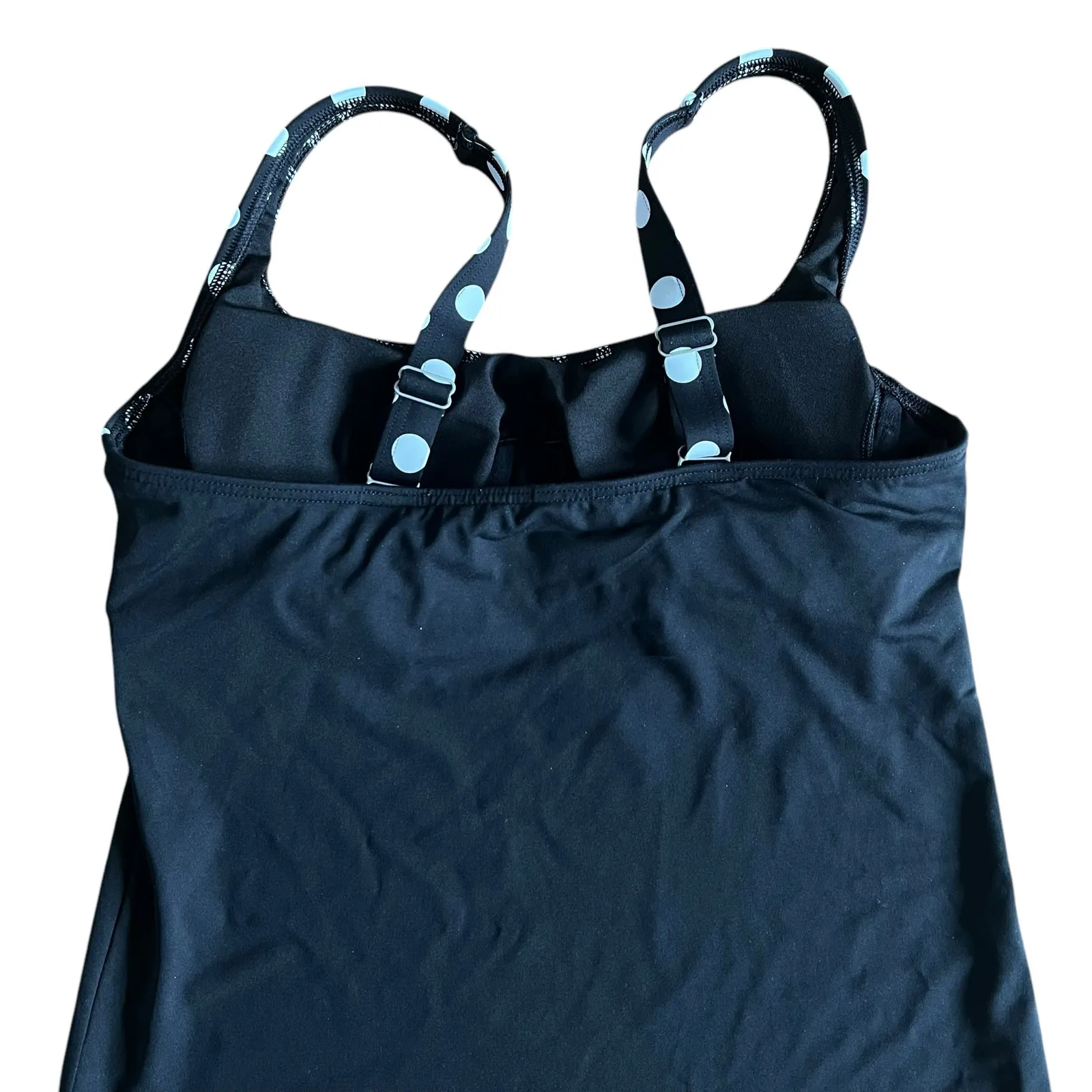 Lands End Womens Black White Polka Dot Swim Tank Tankini Top Size 8 L - Image 5
