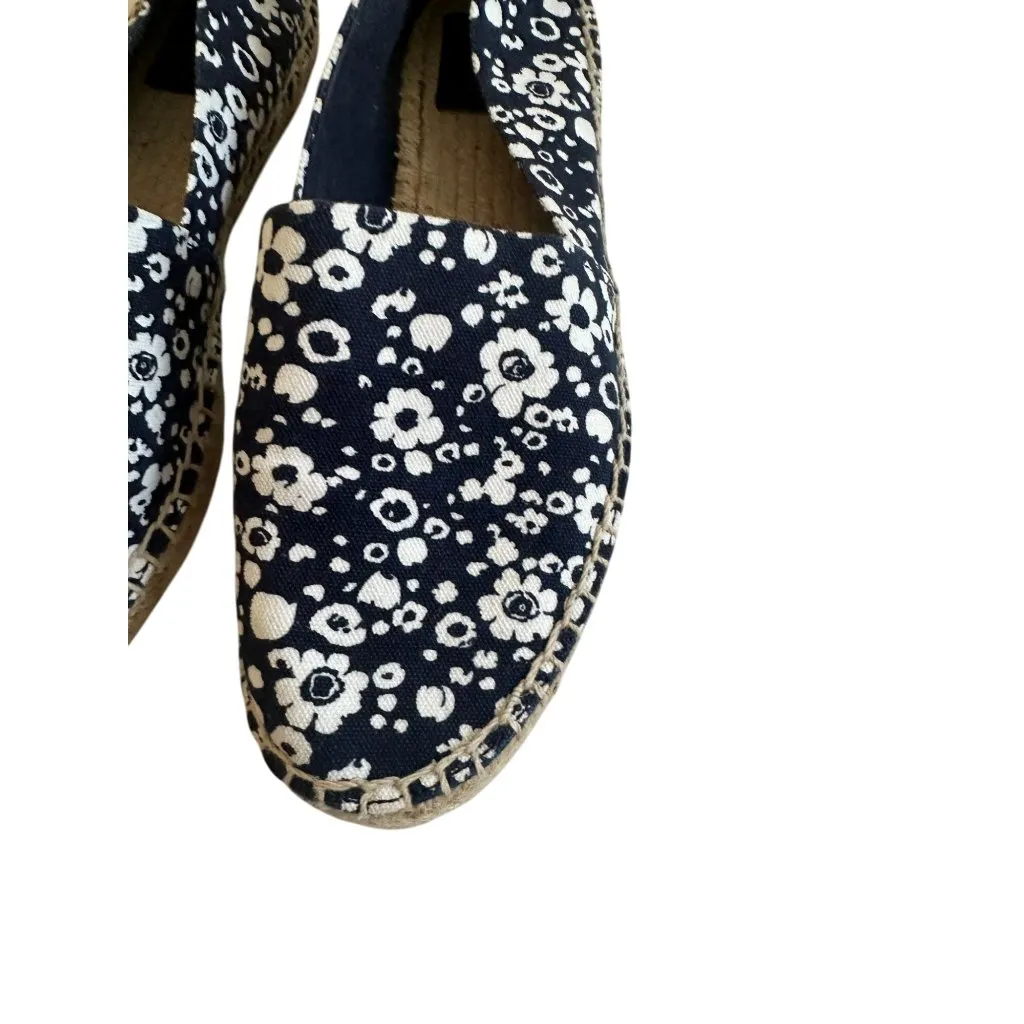 TORY BURCH Navy White Floral Espadrille Flats Size 8.5 - Image 6