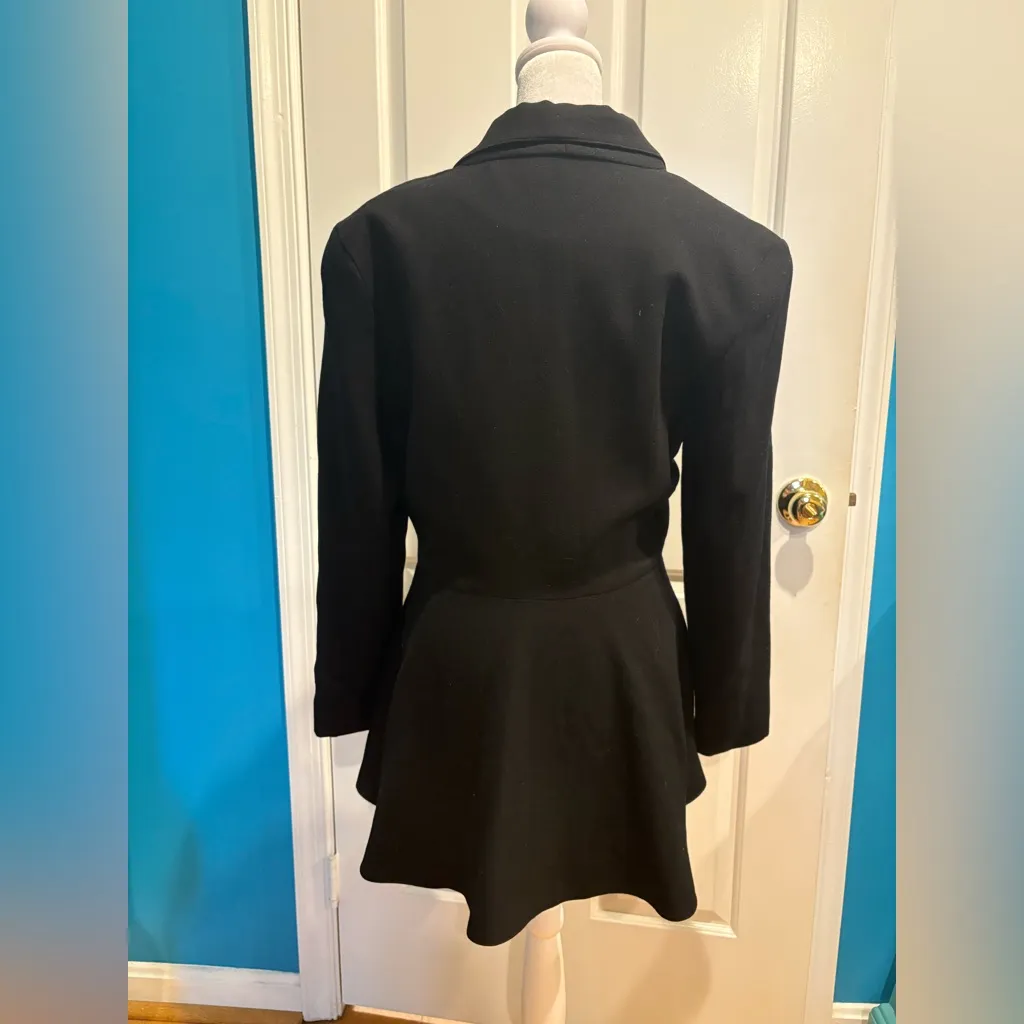 Joanie Char wool peplum hourglass tailored blazer sz 6 8 black - Image 2