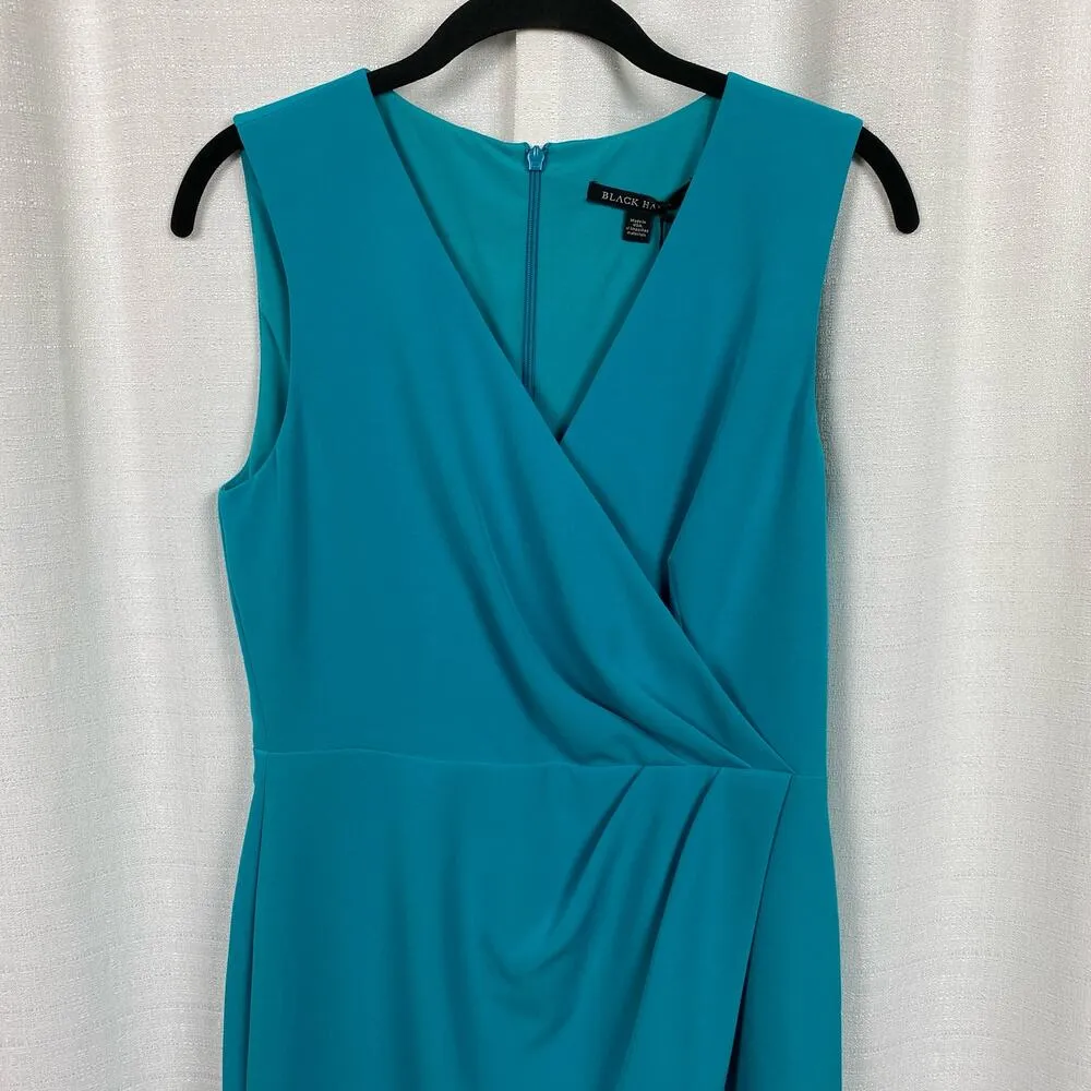 Black Halo Teal Nora V Neck Sleeveless Faux Wrap Sheath Dress Sz.6 NWT - Image 4