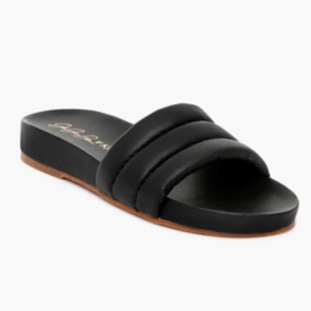 Kaanas x Jessie James Decker Black‎ Timor Cushioned Leather Slide Sandals Size 8 - Image 3
