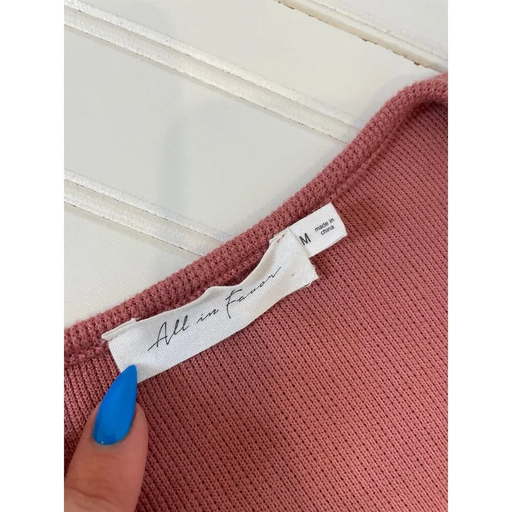 All in Favor Cinch Front Long Sleeve V-Neck Pullover Midi Sweater Dress Size M - Image 4