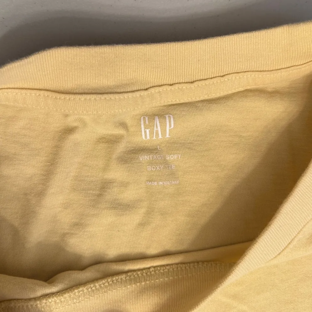 GAP Womens Boxy Fit T-Shirt L Yellow Vintage Soft 100% Cotton Short Sleeve Tee - Image 5