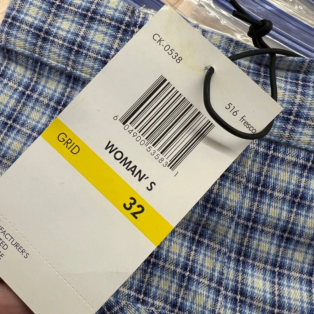 Calvin Klein Plaid Pants Blue White Size 26 NWT - Image 11