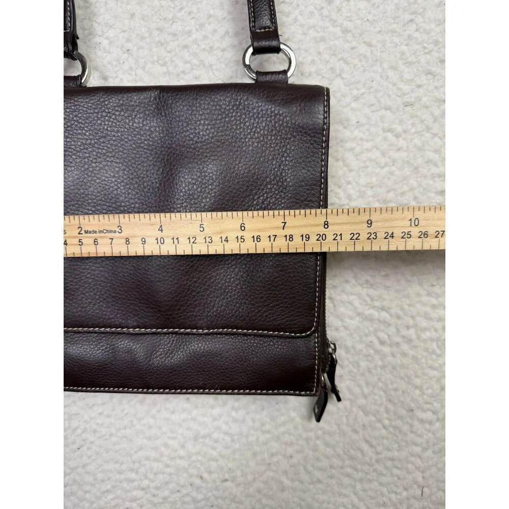 Tignanello Peppled Leather Crossbody Bag Purse‎ Brown Crossover Flap - Image 11