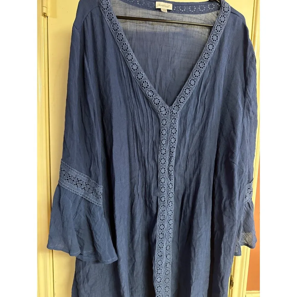 Blue Boho 30/32 Chic Eyelet Lace V - Image 3