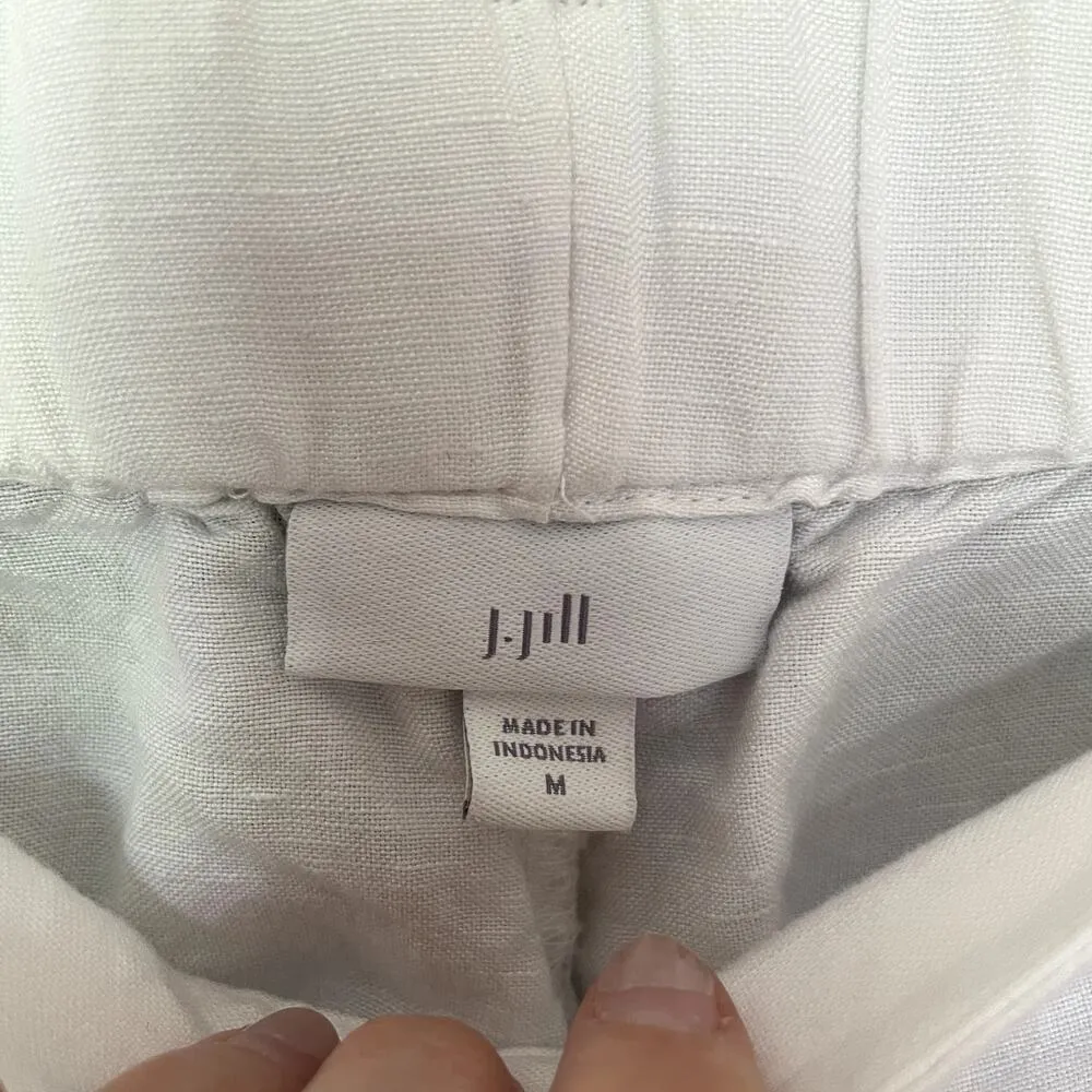 J.Jill white wide leg linen rayon pants women's size medium summer style light - Image 3