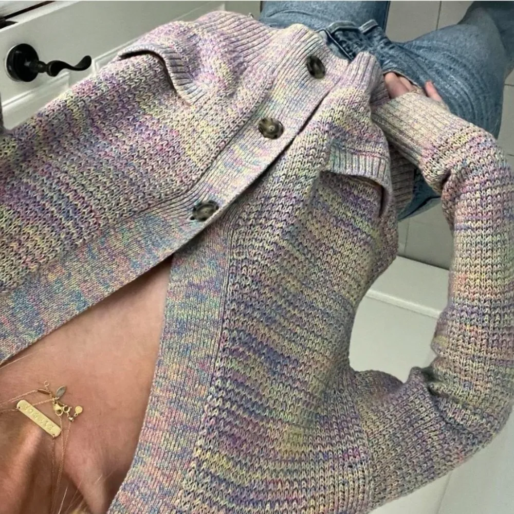 RE/DONE 90s Oversized Crop Cardigan Multicolor Space Dye Knit Rainbow - Image 8