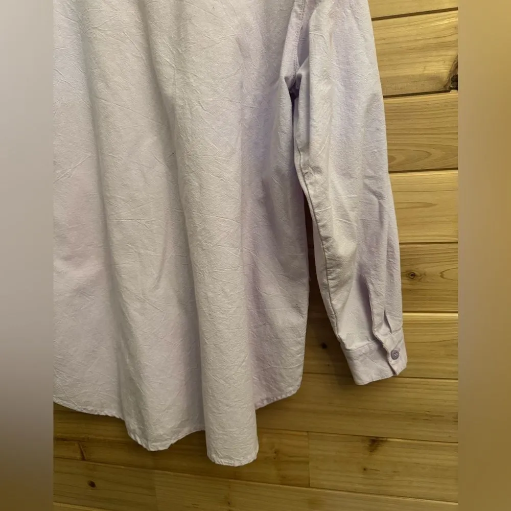 Vintage Bonjour Size Lavender Abstract Floral Button Up Lagenlook Top - Image 7