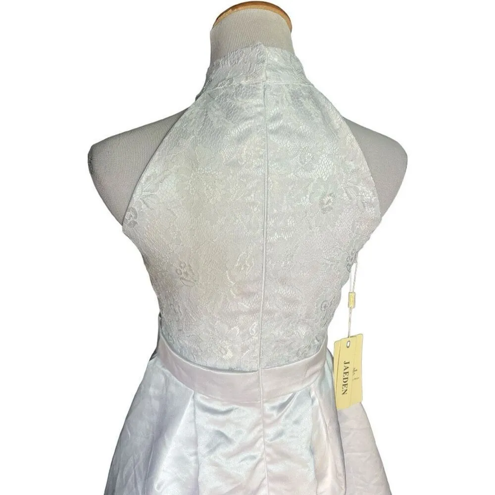 NWT Womens Jaeden Semi Formal Lace Mixed Media Wedding High Neck Dress - Image 4