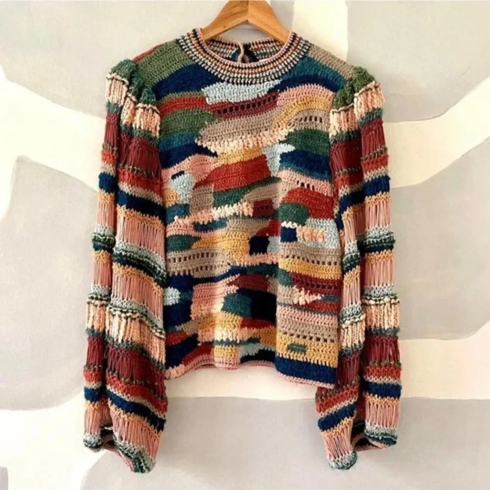 Eliya Pullover Sweater RARE Alpaca Handmade Size Medium - Image 2