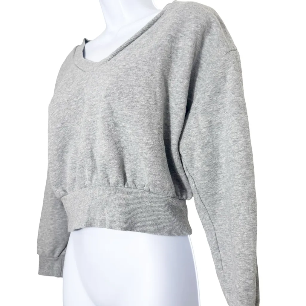 Urban Outfitters Gray V-Neck Oversized Cropped Sweatshirt Size S‎ - Image 4