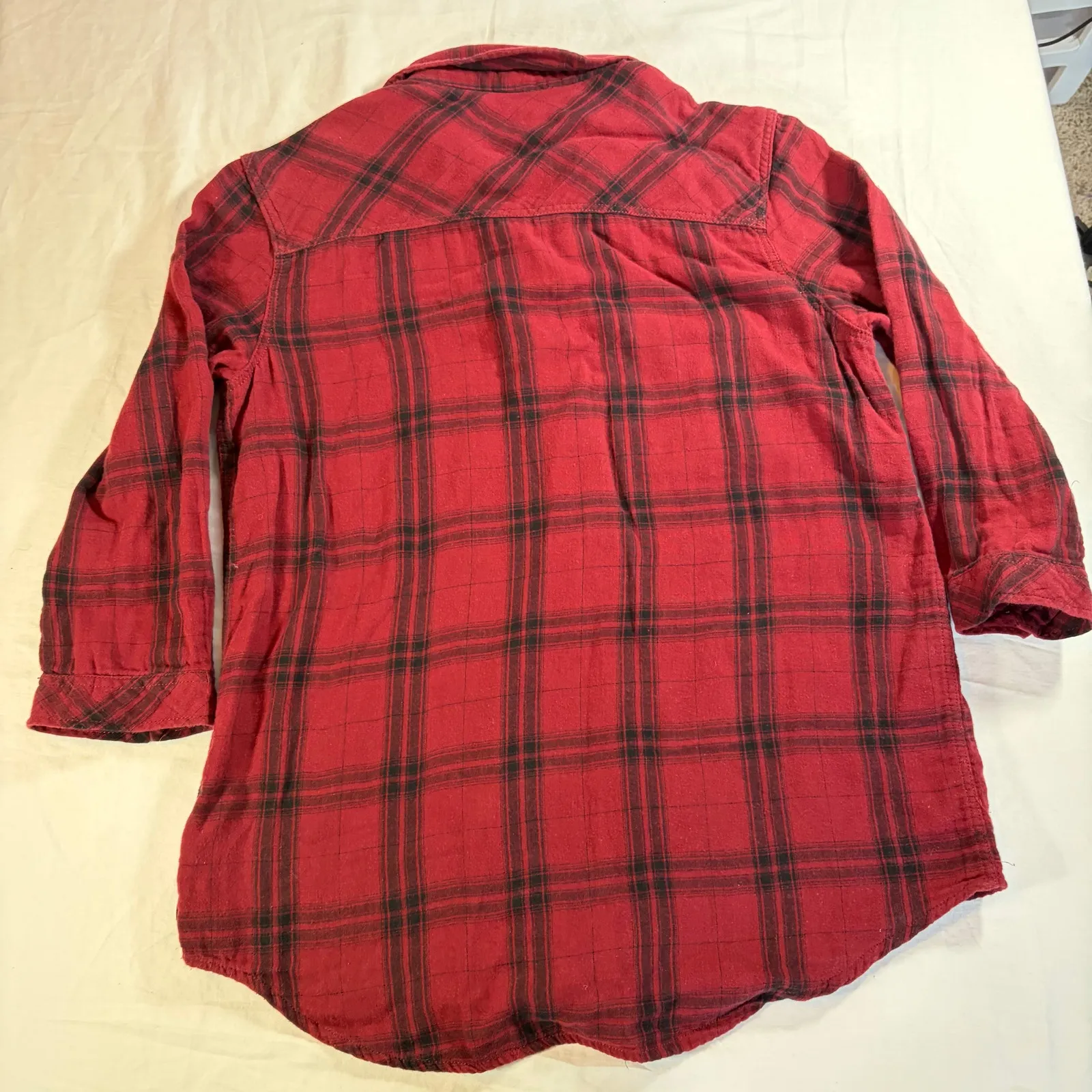 Seven7 womens red black plaid flannel, 3/4 sleeve. Size XS, autumn, western cozy - Image 4