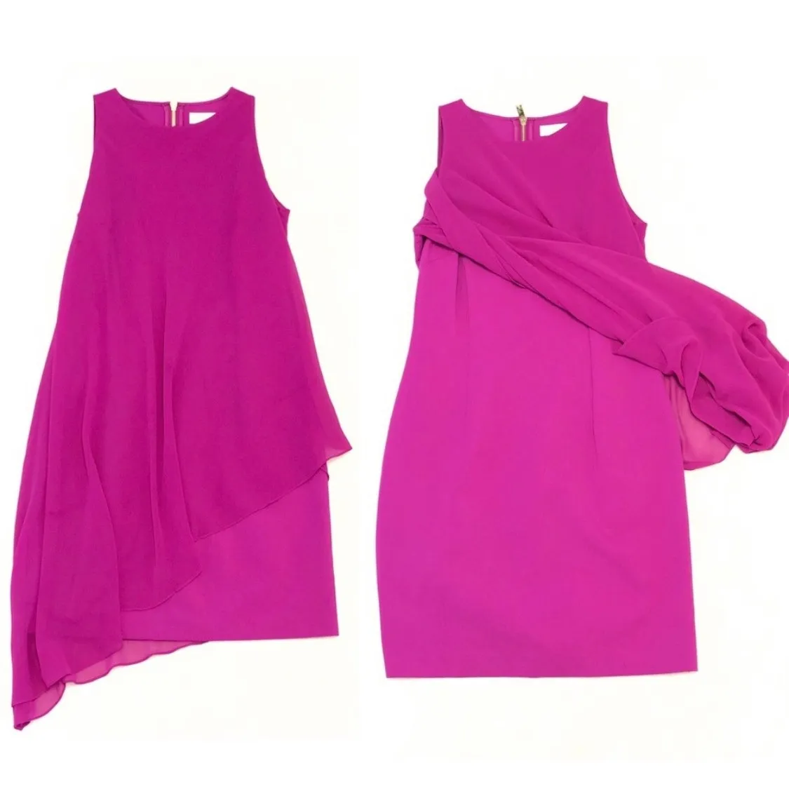 Ted Baker Locie Sheer Asymmetric Chiffon Overlay Mini Dress Small Cocktail Sheer - Image 3