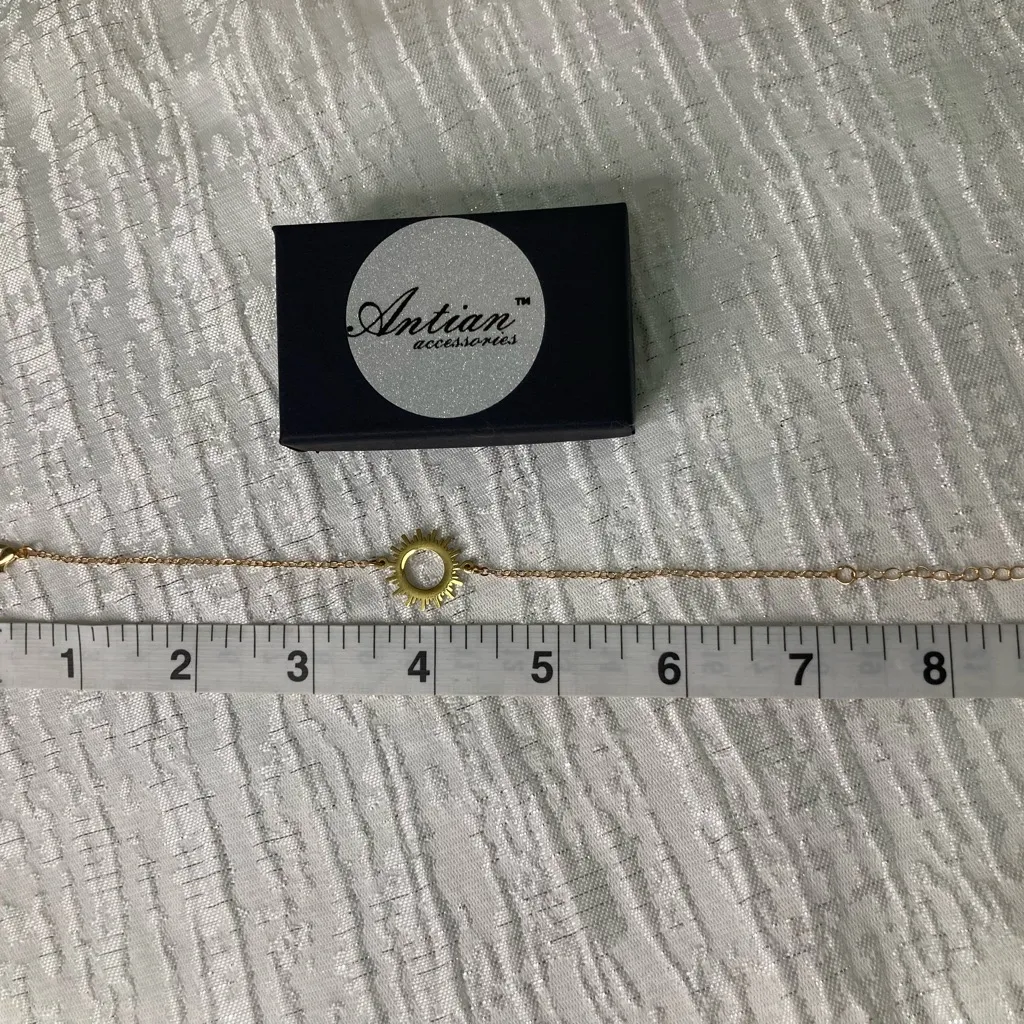 Antian Accessories™ Gold Sun Bracelet Minimalist Stainless Steel - Image 4
