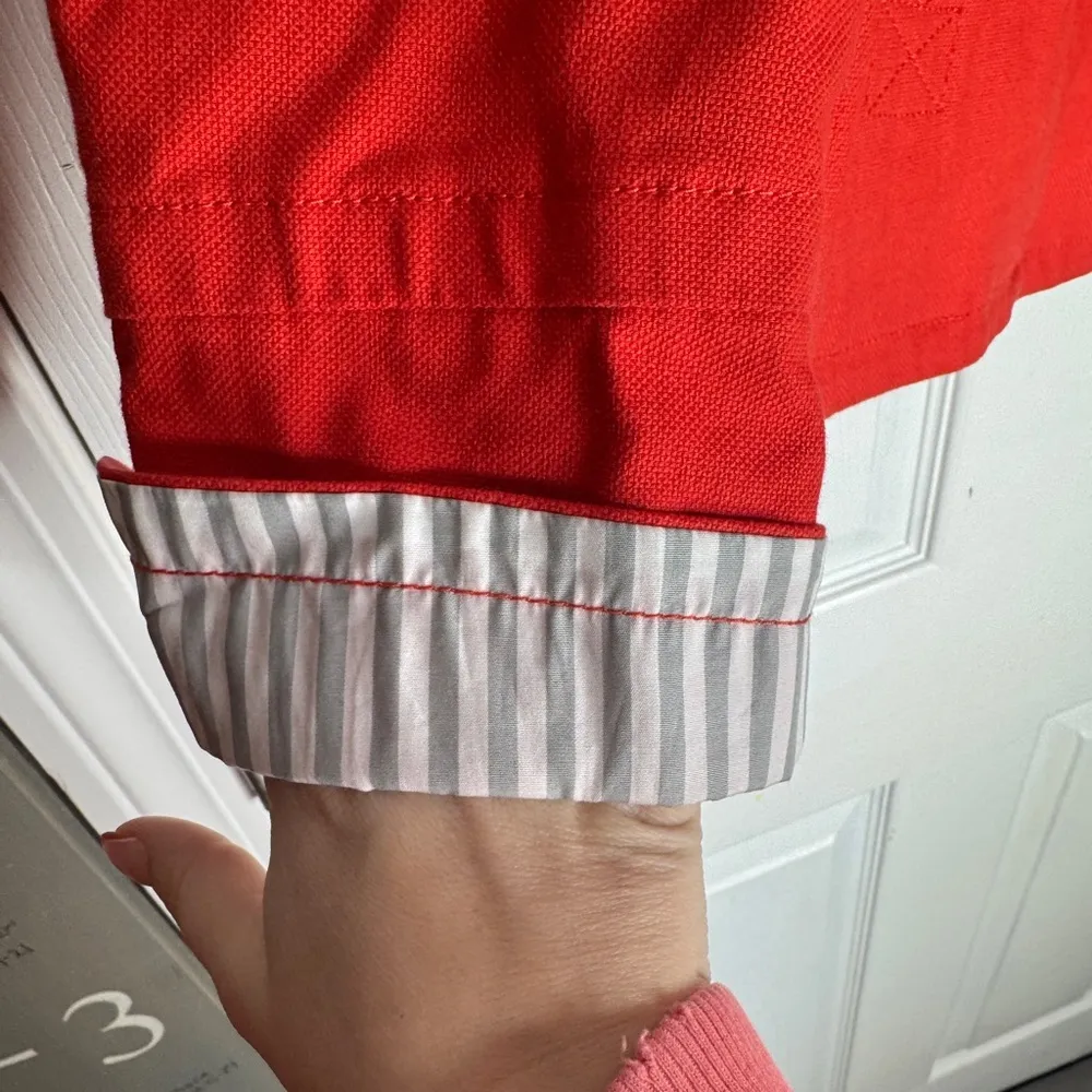 FACONNABLE Woman’s Red Nautical Blazer Jacket Cotton Anchor Size M - Image 7