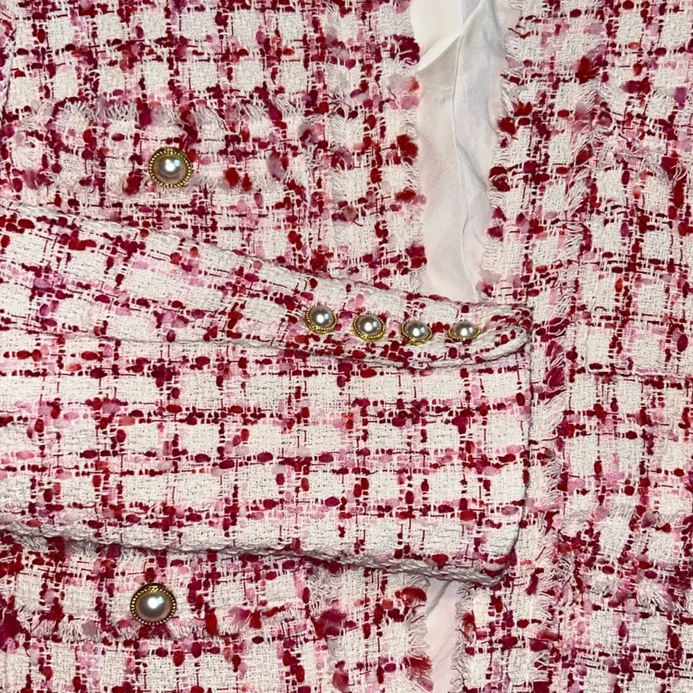 Nanette Nanette Lepore womens Dalston Boucle Pink Tweed Blazer Size 14 NEW - Image 6