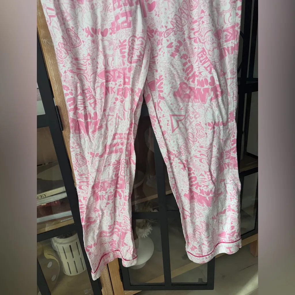 Vintage 2005 y2k Victoria’s Secret pink low rise pajamas pants graffiti elastic - Image 6