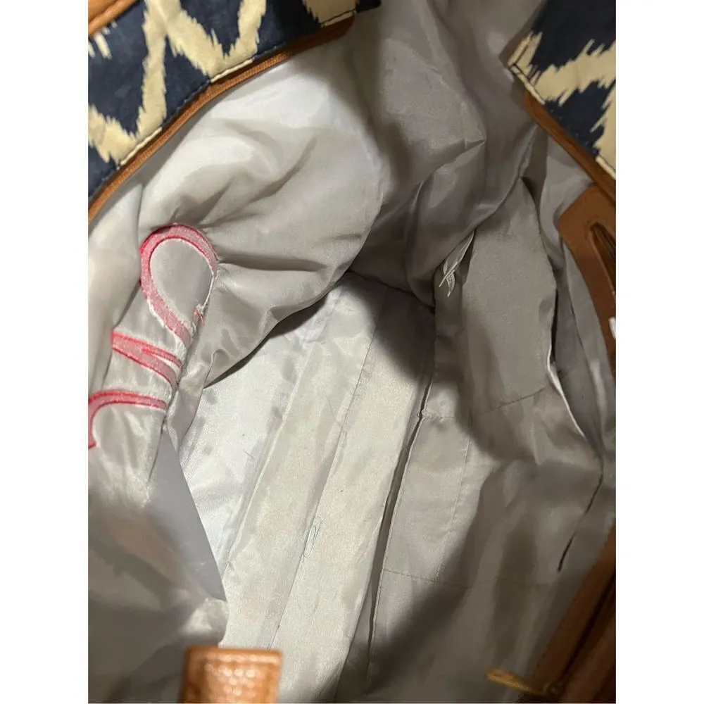 Thirty One 14"X20 Gym/Travel Bag/Beach Blue and Beige with W MONO - Image 3