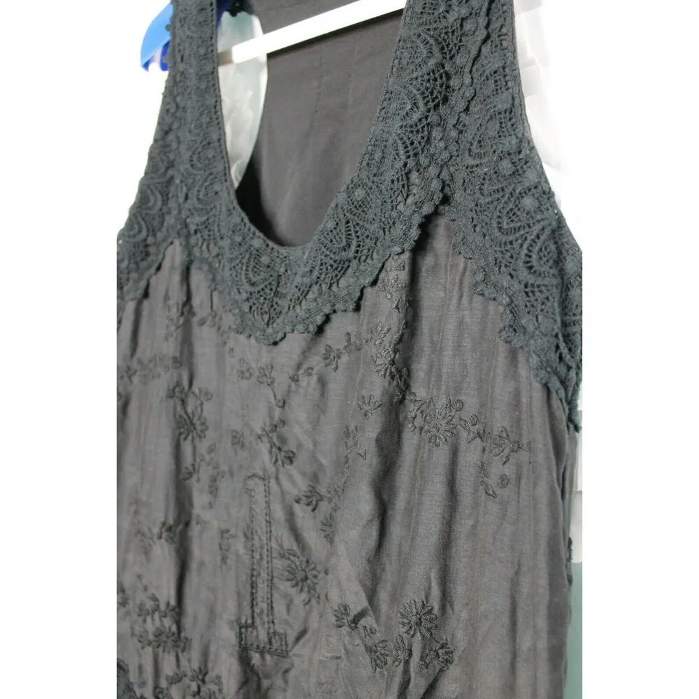 Rebecca Minkoff Scoop Neck Mini Dress Size 6 Embroidered Lace Hem Black - Image 6