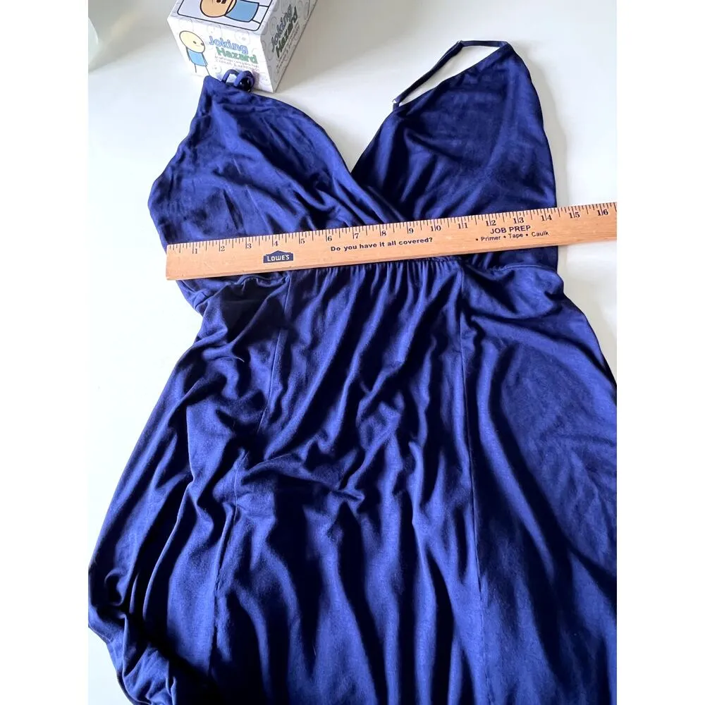 Lulu Time To Tango navy dress stretchy fabric fits most bust sizes front slits Blue Size M - Image 9