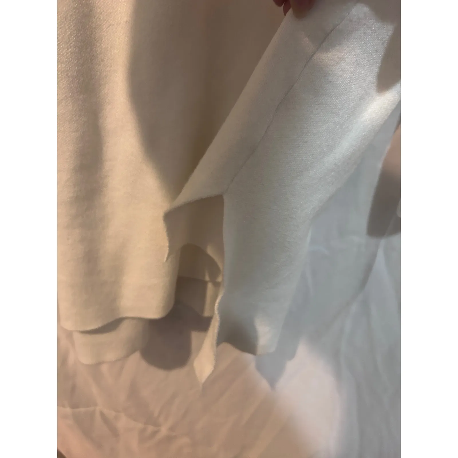 BLVD Mock Neck 3/4 Sleeve High Low Sweater Cream Size Medium - Image 4