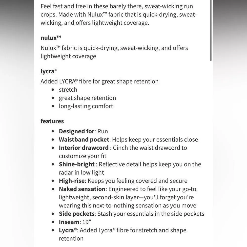 Lululemon Fast & Free Crop II *Nulux 19"
Black - Image 4