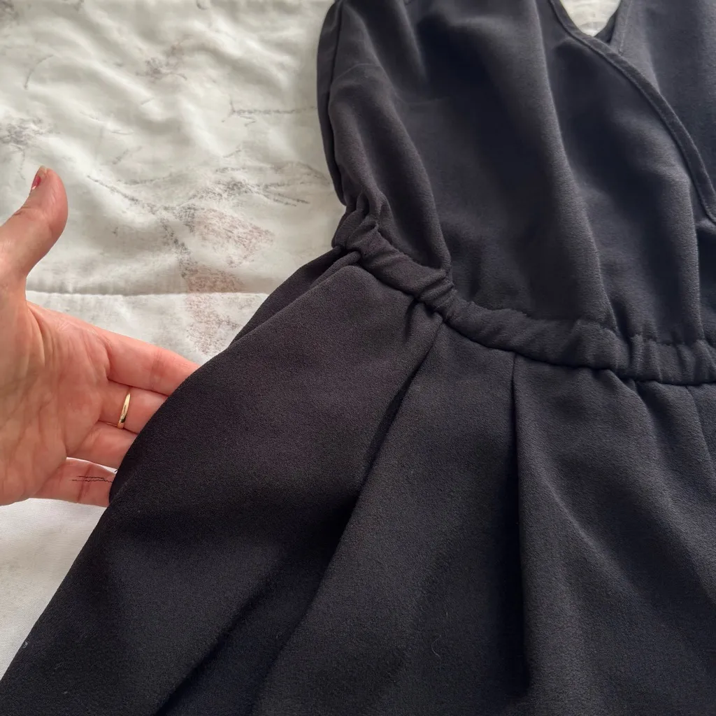 H&M Conscious Black wide leg spaghetti straps jumpsuit with pockets, size 4 - Image 6