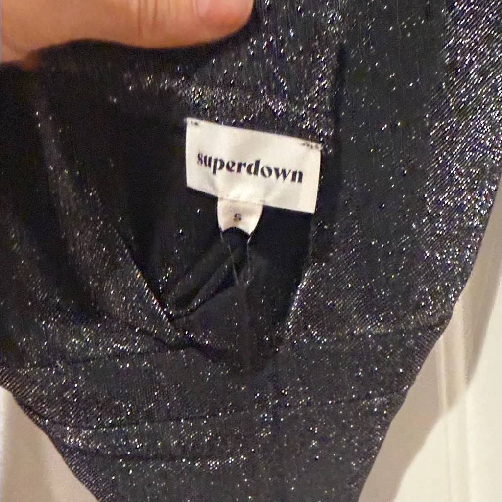 Superdown Metallic black Silver Bodysuit small - Image 7