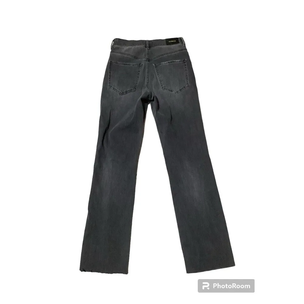 Express Gray Slim Super High Rise Distressed Jeans 0 - Image 2