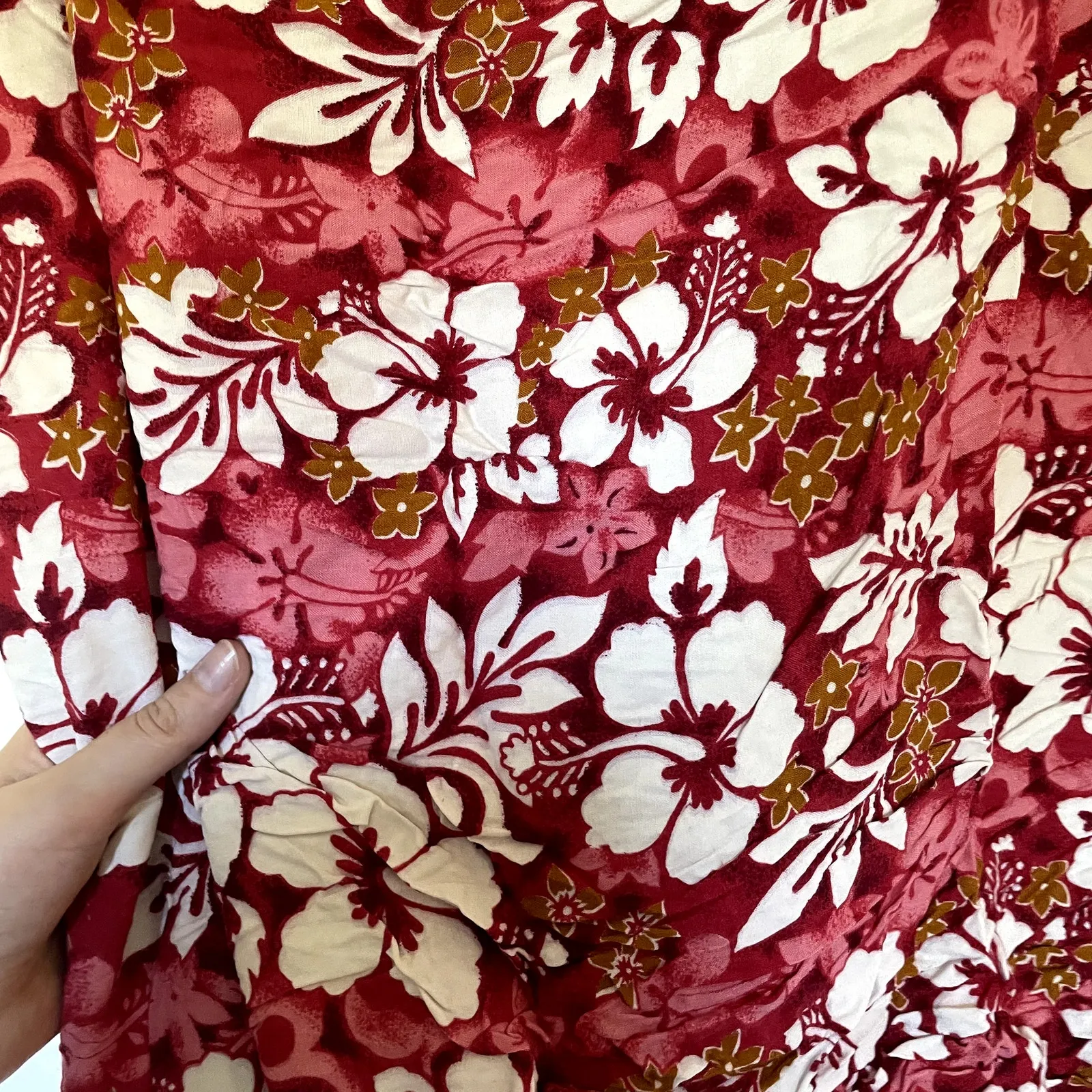 Red floral midi wraparound skirt fabric fabric rectangle 27 inches X 20 inches Size M - Image 6