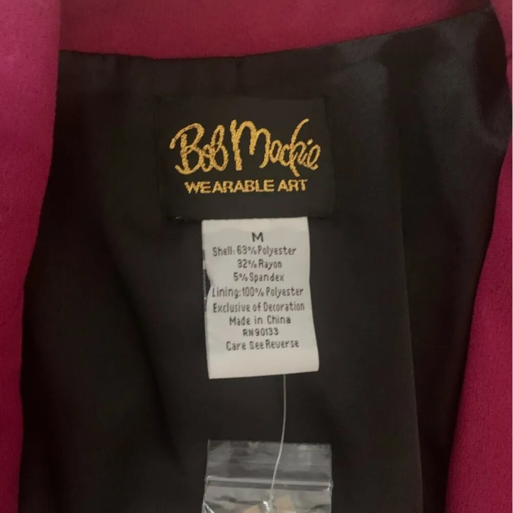 Bob Mackie pink beaded fringe blazer womens medium retro boho eccentric west tay - Image 3