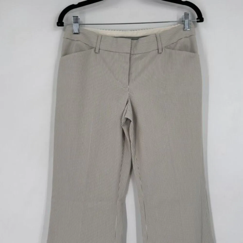 Express Editor Gray Striped Flare Wide Leg Trouser Pants Size 4 Career Corporate - Image 8