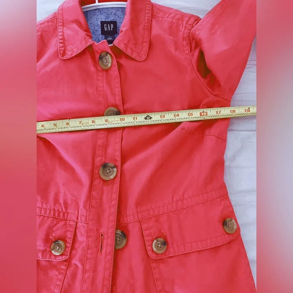 Trench Coat Womens Size Small Coral Pink Heavy Cotton Floral Lined - Image 4