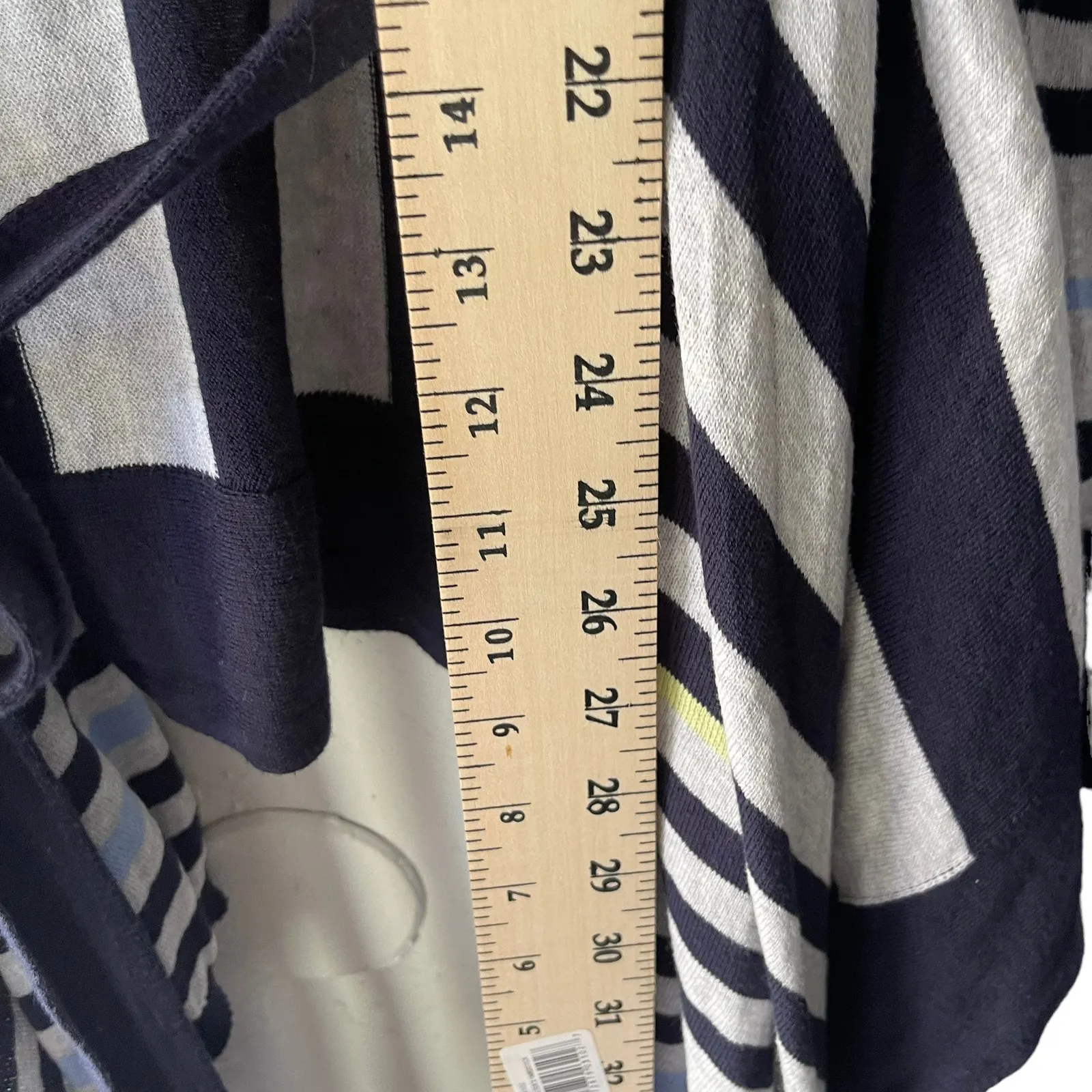 Anthropologie Moth Size XS Striped Waterfall Open Front‎ Tie Cardigan Sweater - Image 8